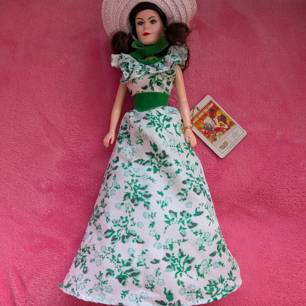 Floral Green and White Doll Dress